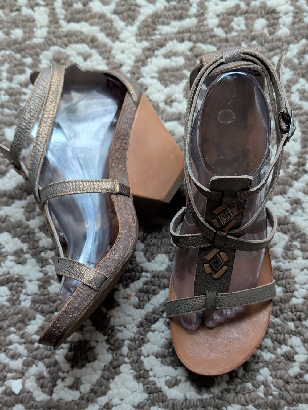OTBT Metallic Bronze Strappy Wedge Sandals